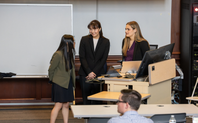 SCU seniors giving group presentation 