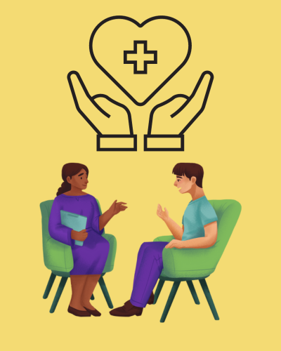 graphic of a therapist and student 