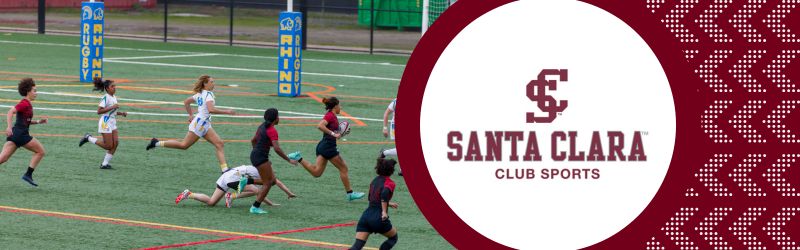 Picture shows women's rugby players running with the ball as other players chase after her.