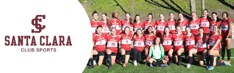 Club Sports Enews header with the whole womens club soccer team smiling.