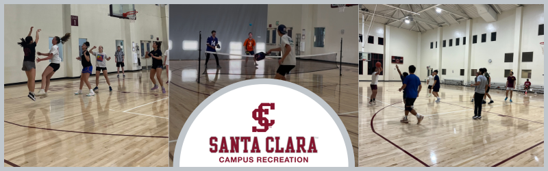 Recreation basketball and pickleball with the campus rec logo