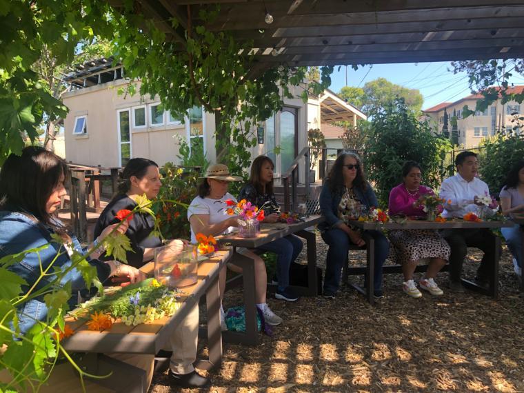 People sitting in a half circle