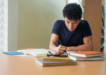 Student studying