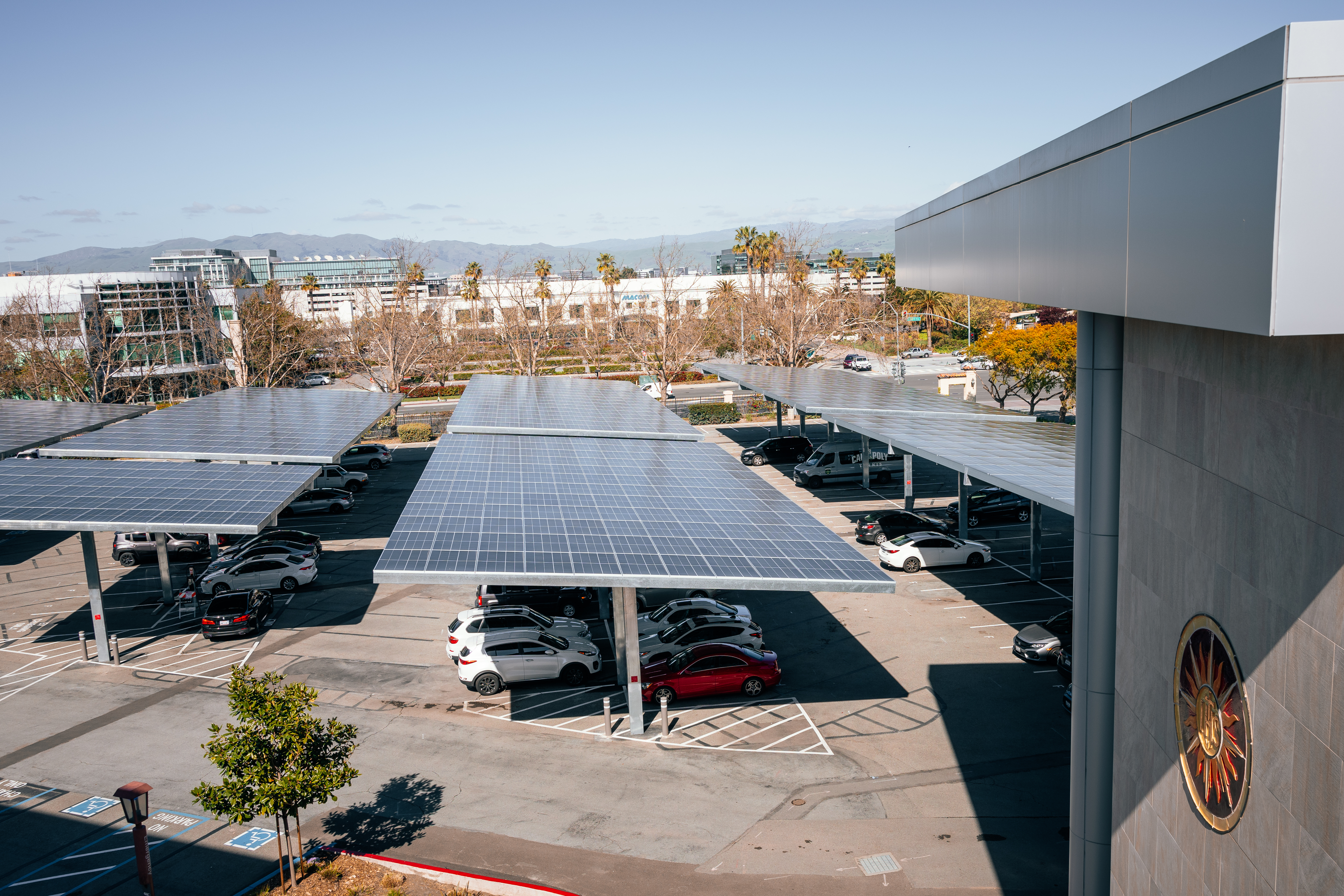 Photos of solar panels in leavey lot 
