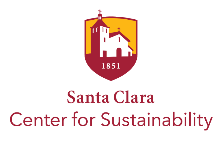 Logo for the Center for Sustainability featuring the SCU logo shield