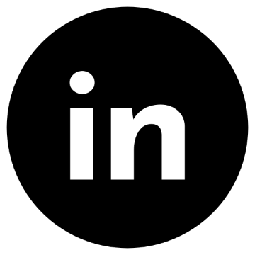 LinkedIn logo in a black circle