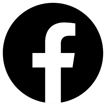 Facebook logo in a black circle