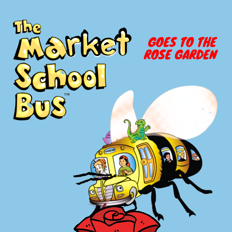 Flyer for the Market School Bus event with a picture from the show, The Magic School Bus