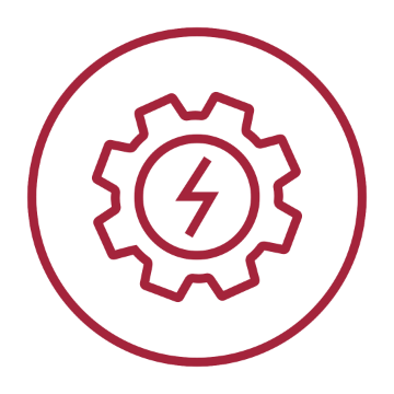 Energy icon, a gear with a lightning bold in the middle