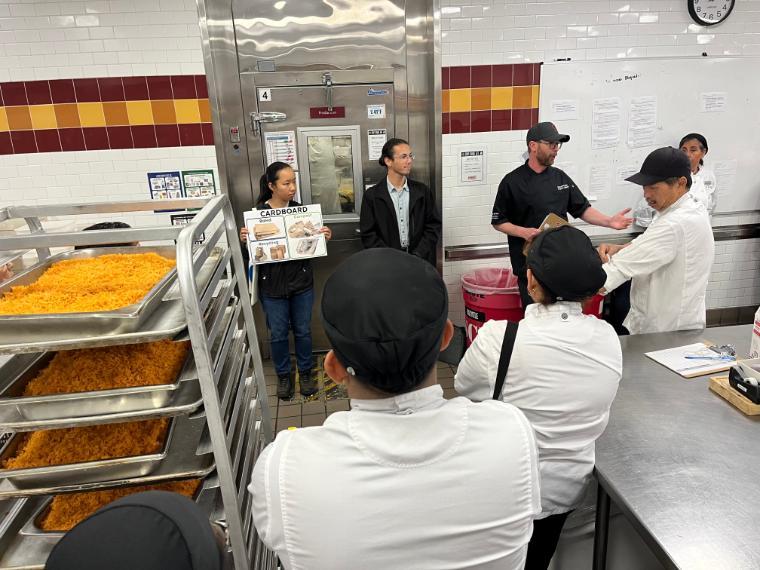 Dining staff at SCU attending a food recovery training session led by CCAC fellows