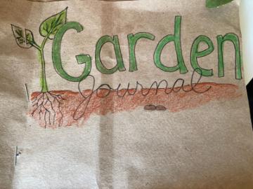 Garden handwritten in green and red text on a page.