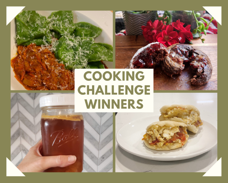 Fall 2020 Cooking Challenge Winners: Spinach Tortellini, Vegetable Stock, Avocado Chocolate Donuts, Venezuelan Arepas image link to story