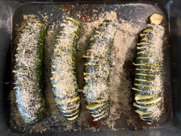 Accordion Zucchini. Photo by Anna Kanaley