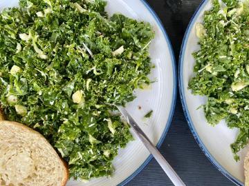 Kale Brussels Sprouts Salad. Photo by Anna Kanaley