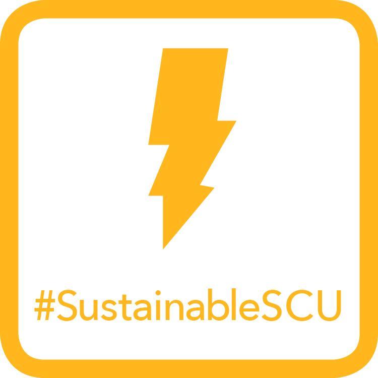 Yellow Energy Badge - Thunderbolt Icon #SustainableSCU