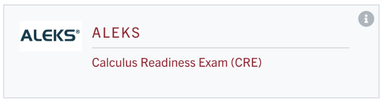 ALEKS Calculus Readiness Exam tile