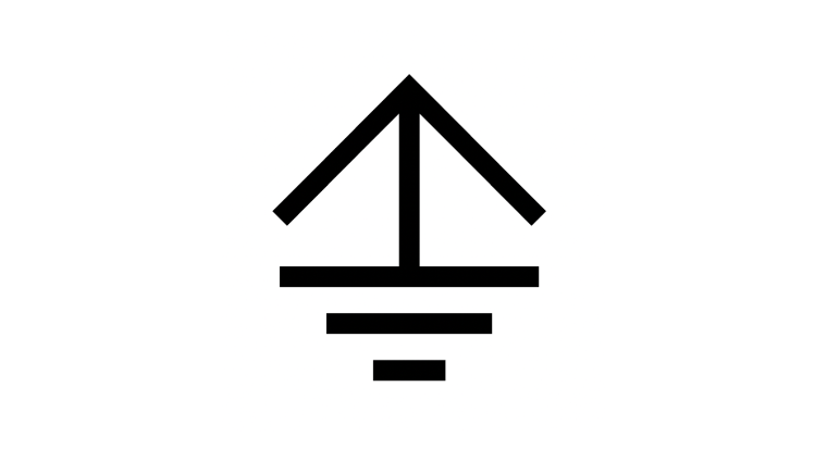 A black upward-pointing arrow with three black horizontal lines under it