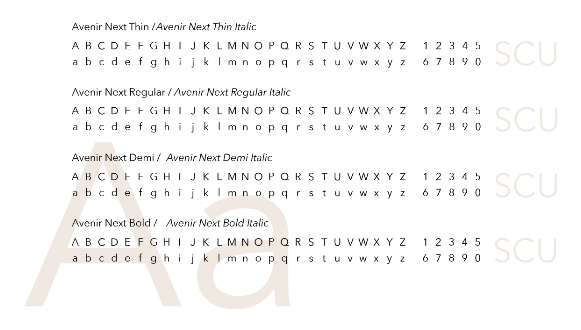 Avenir Next Type Set Sample