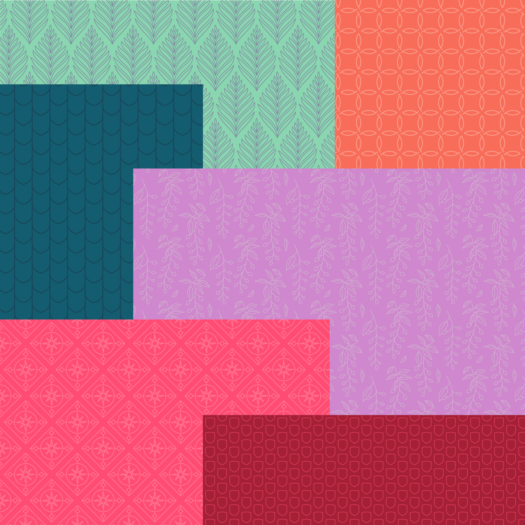 A selection of SCU patterns on different color blocks