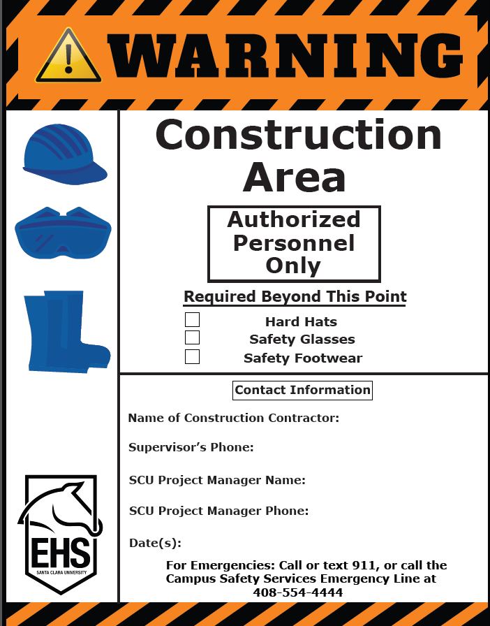 Construction Warning and Contact Sign Template