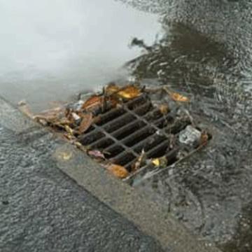 Storm water running into a storm drain