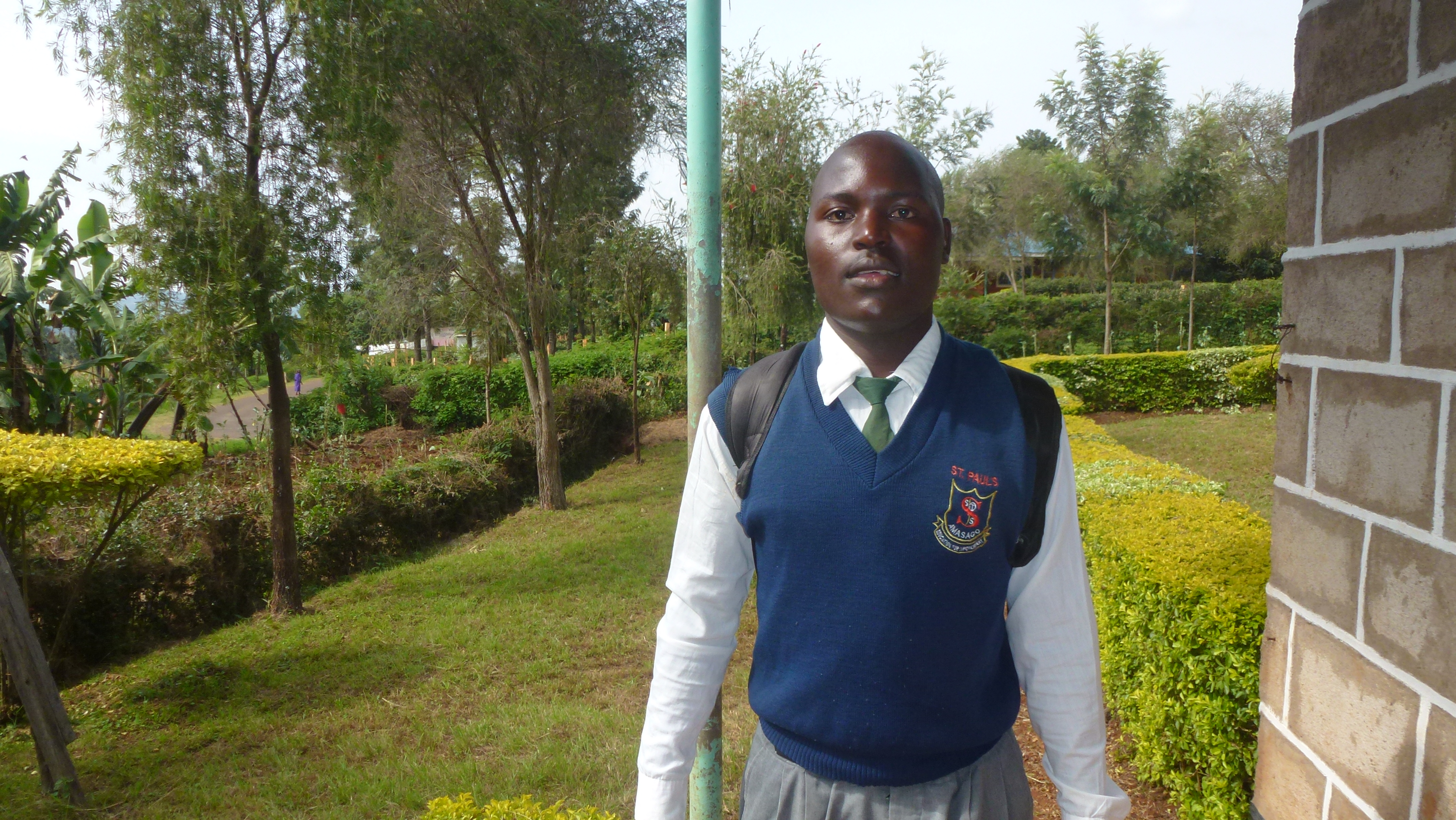 Faraji in his school uniform