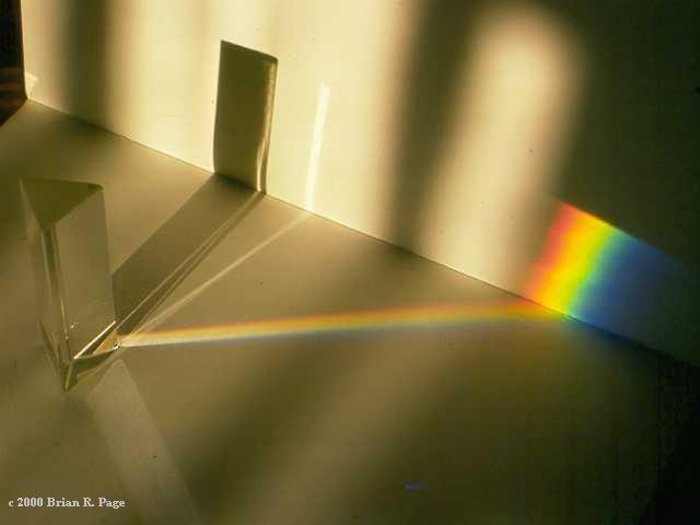 A prism is a piece of glass designed to do exactly this – it spreads out white light into the bands of the color spectrum