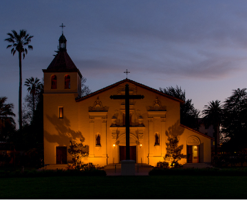 Mission church in the evening