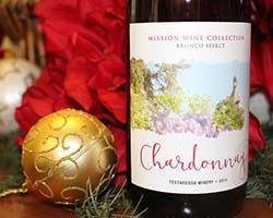 Close up of Mission Wine Collection chardonnay label.