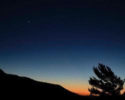 Jupiter and Venus seen a few days before the great conjunction in 2020.