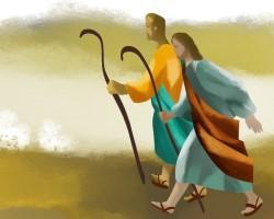 Illustration of two Disciples walking.