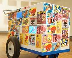 Pushcart with stickers
