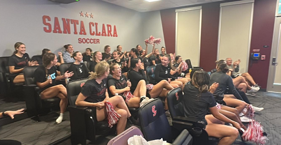 Santa Clara women’s soccer cheering.
