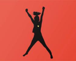 Graphic of a young girl with her arms up in a victory pose.