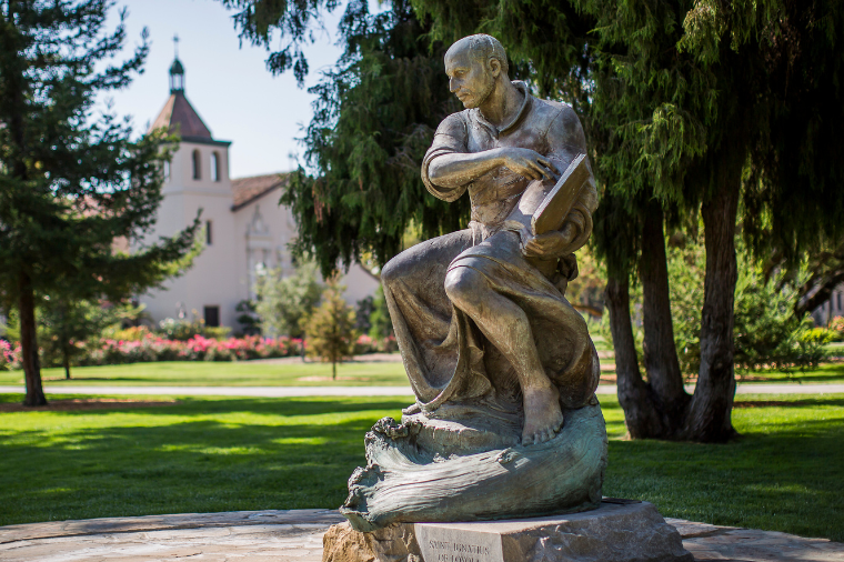 Saint Ignatius Statue in front of the Mission