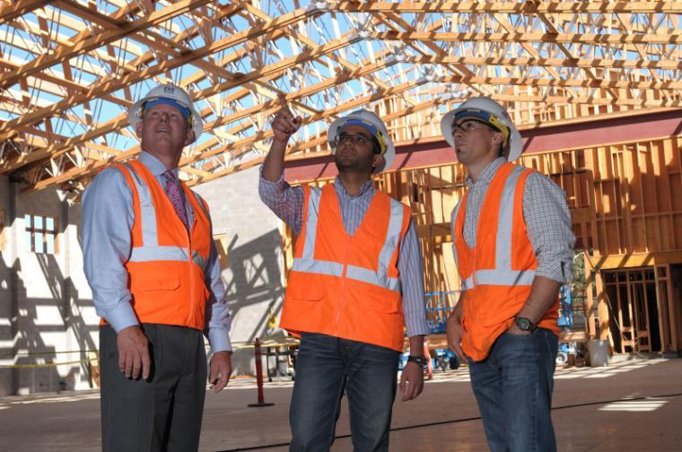 Assistant Professor Hisham Said (center) with Brad Fannin, project manager, and Michael Blach, CEO, Blach Construction