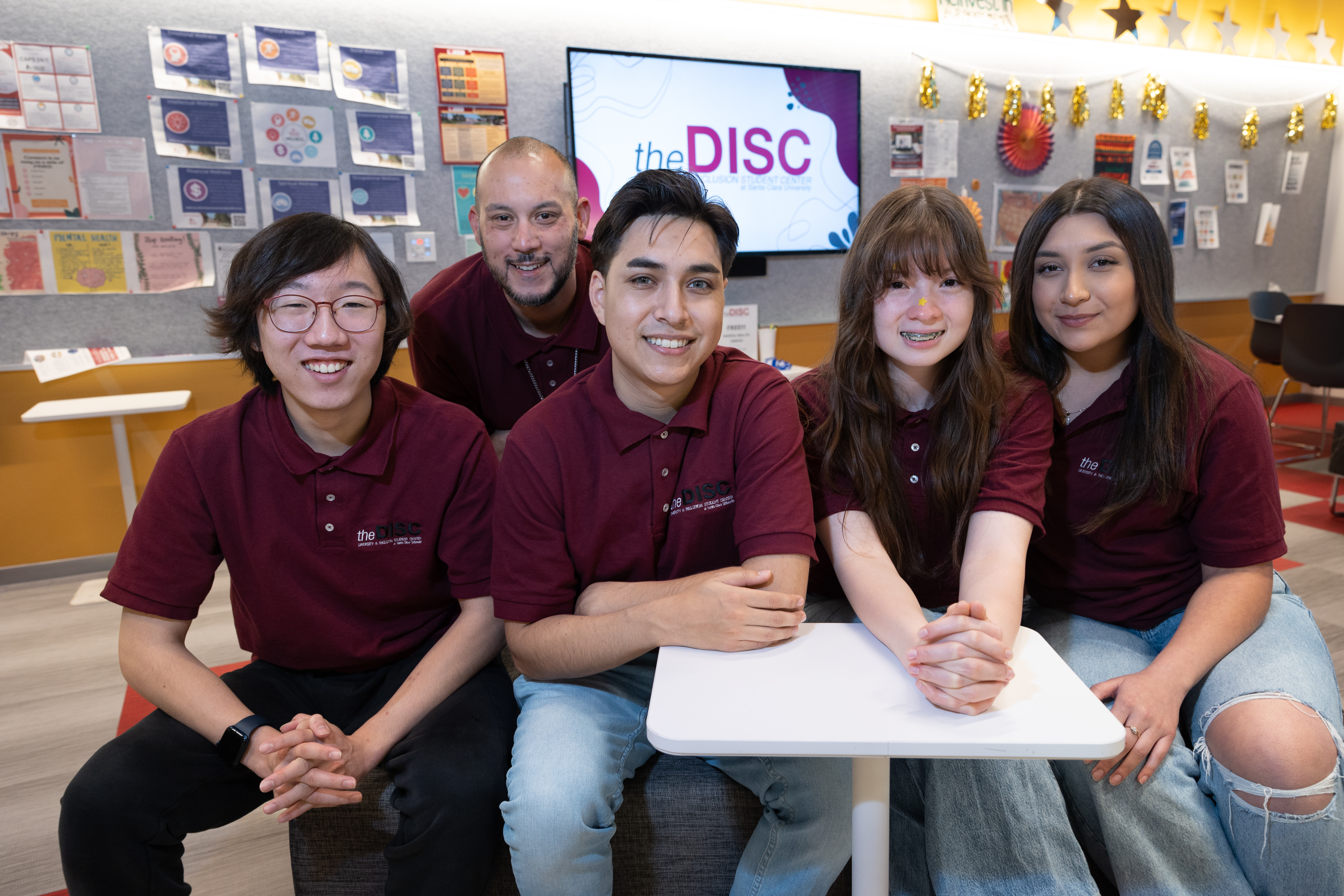 Group photo of DISC Staff. Kenneth park (left), Ricardo Padilla (second from left), Cristian Ramirez Lomeli (middle) , Brynn Kramer (second from right), Michelle Calderon Flores (right).