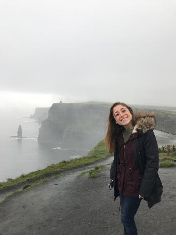 Ashton Politz '19 loving the fog at the Cliffs of Moher, Ireland