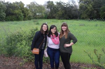 From left, Molly Bencomo, Megan August, and Ashley Waite on a site visit.
