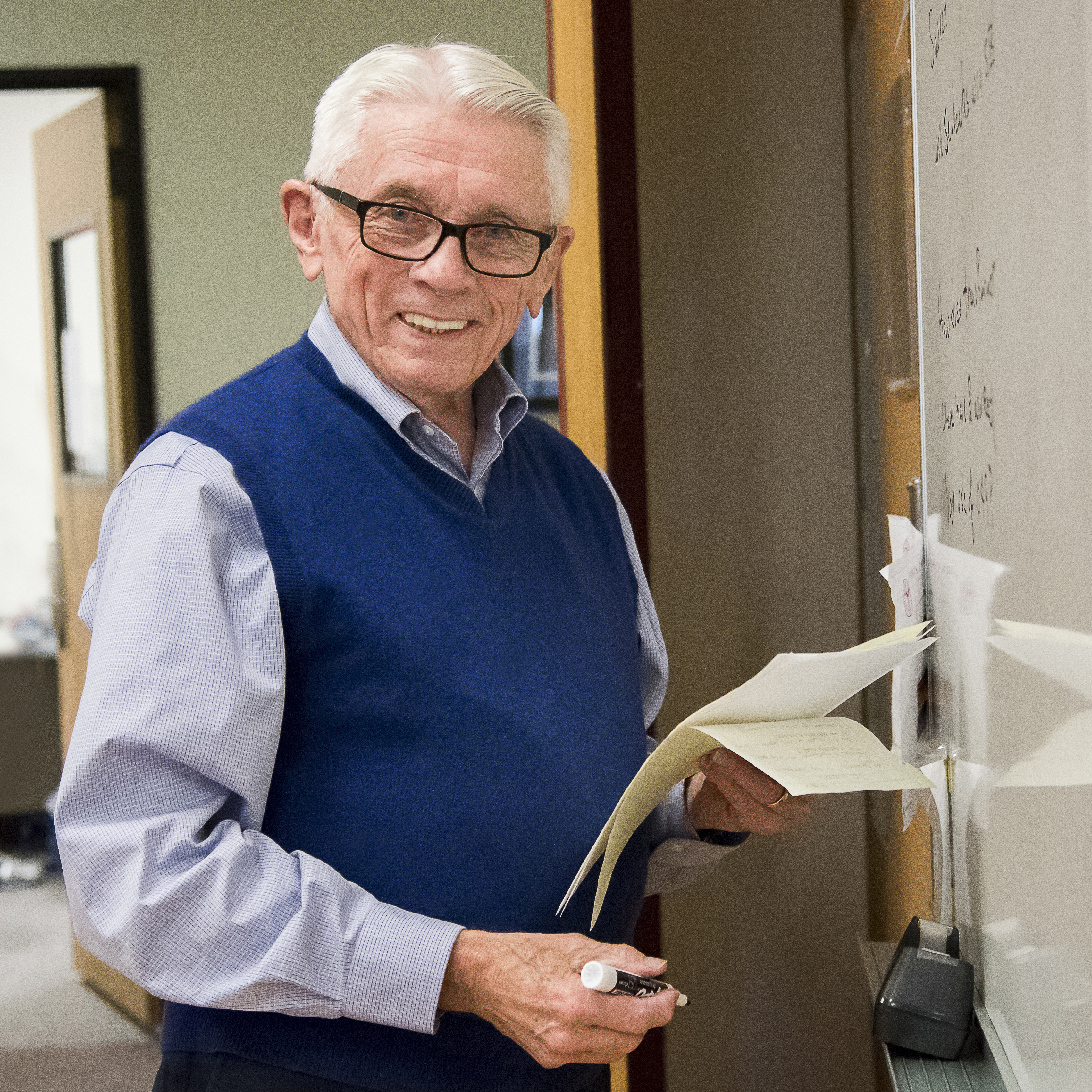 Professor Healy, doing what he loves best. image link to story