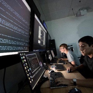 students coding for NASA