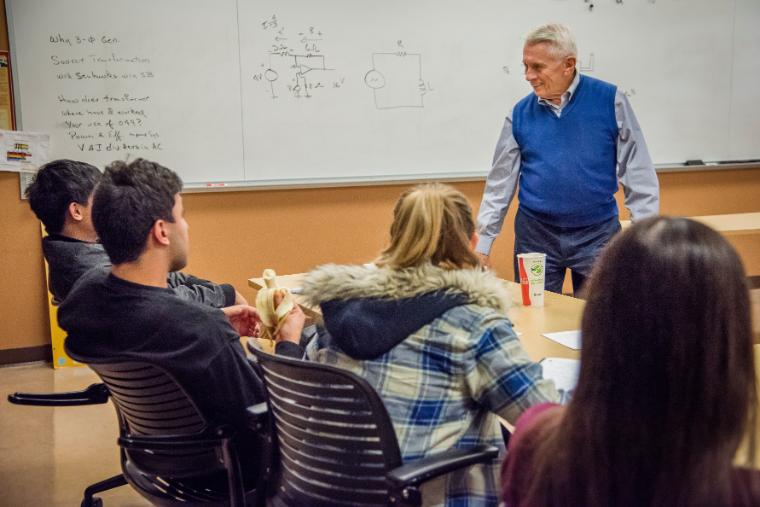 Professor Healy, doing what he loves best.