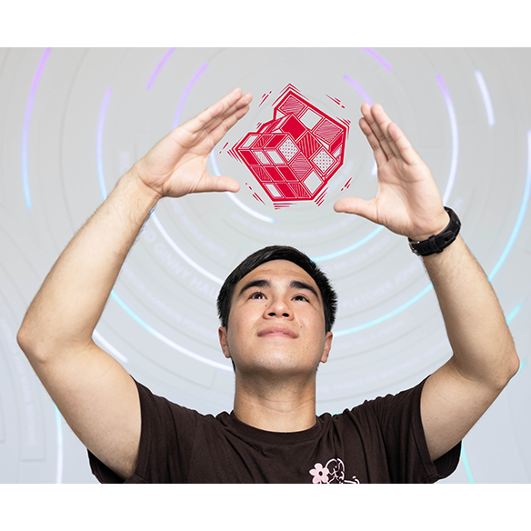 A photo of Jordan Mosakowski by Jim Gensheimer; graphic and illustration by Tu Tran