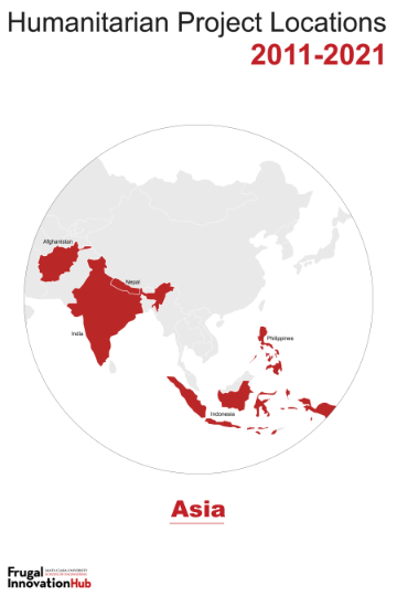 Frugal Innovation Hub project locations in Asia