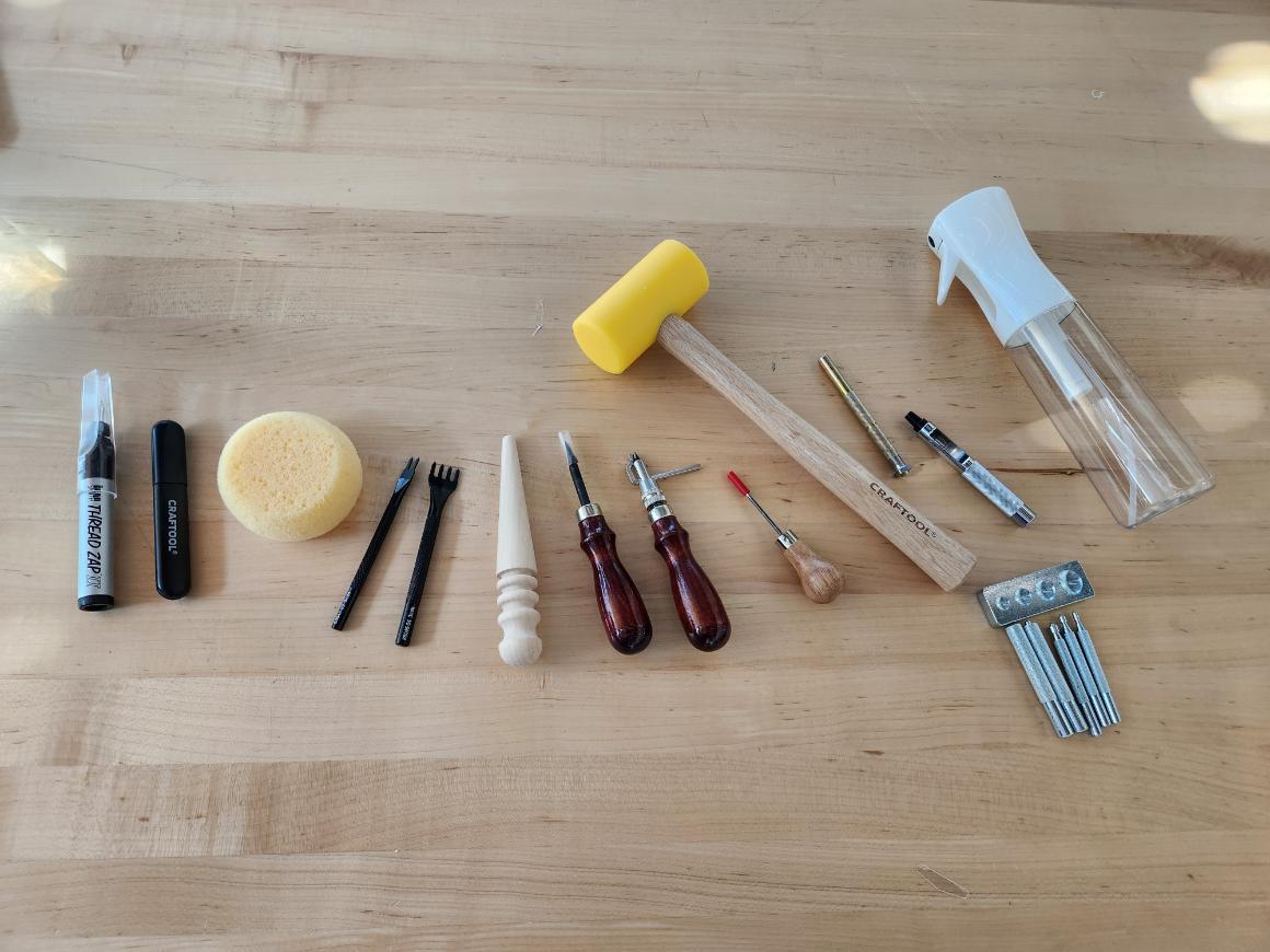 Collection of leatherworking tools