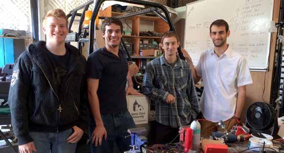From left: Mechanical engineering seniors Garrett Bonner, Andrew Torrellas, Owen Hale, and Julian Pitt with their ROV
