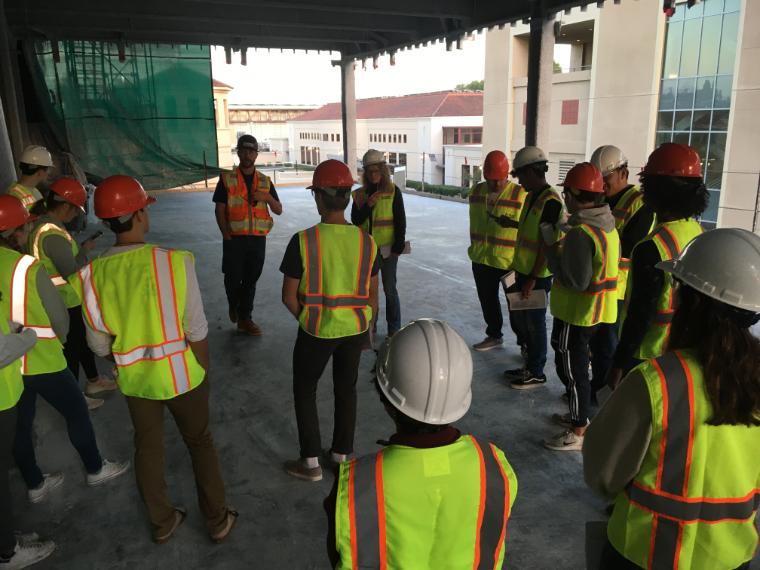 First-year Civil, Environmental, and Sustainable Engineering students were the first students to tour the new STEM building during their CENG 7 lab and received an up-close and personal view into the project.