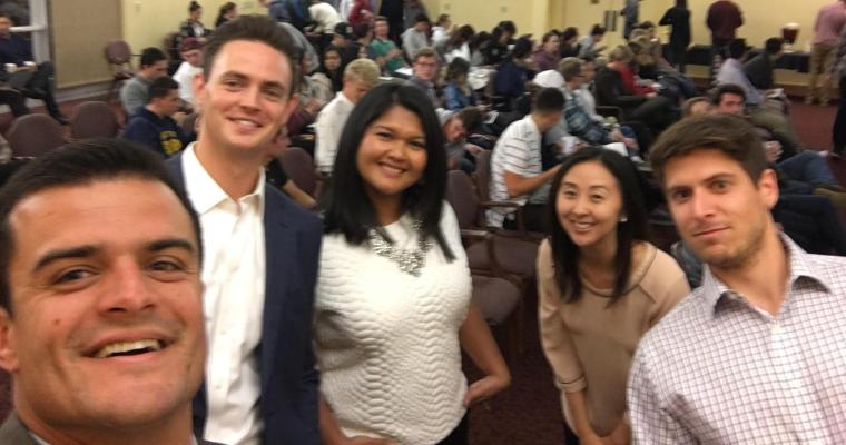 Students taking a selfie at the first annual Careers Panel hosted by the Accounting Department. image link to story