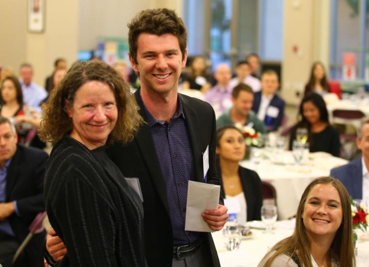Professor Parker and a student at the awards ceremony.