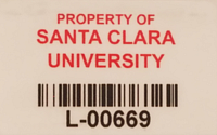 White Santa Clara University Property tag - number L-00669 White Santa Clara University Property Tag - number L-00669